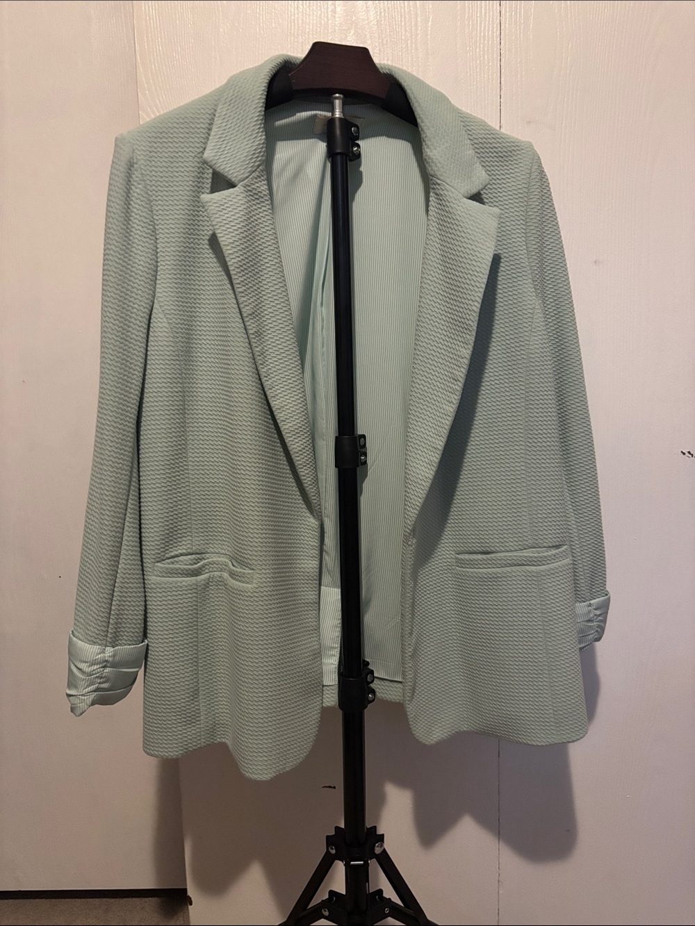 Skies Are Blue Mint Green Textured Blazer